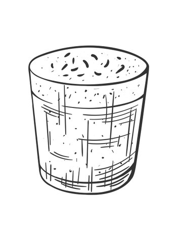 Cocktail Irish whiskey with coffee hand drawn isolated on white background. Vintage sketch of glass of alcoholic drink. Cocktail for parties. Vector illustrationのイラスト素材