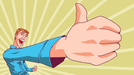 Successful sign.Smiling man giving thumbs up signのイラスト素材