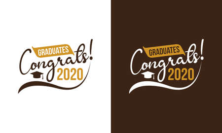 Class of 2020, lettering for greeting, congratulation event, party, high school or college graduate, invitation cardのイラスト素材