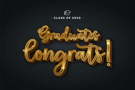 Class of 2020 Vector text for graduation gold design, congratulation event, T-shirt, party, high school or college graduate. bold lettering for greeting, invitation cardのイラスト素材