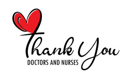 Thank you, healthcare heroes. Quote for doctors, nurses, healthcare workers fighting coronavirus. vector typography, lettering.のイラスト素材