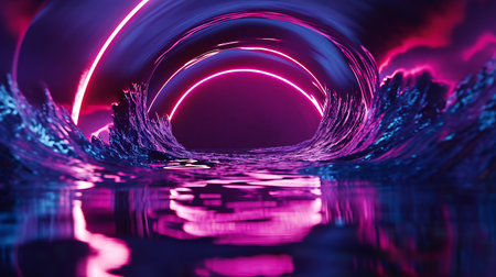 Futuristic Illumination, Neon Abstract with Large Central Objectの素材