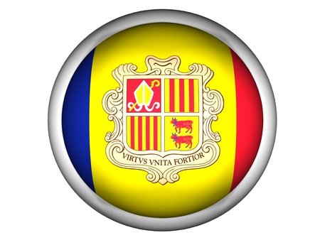 National Flag of Andorra | Button Style |  Isolatedの写真素材
