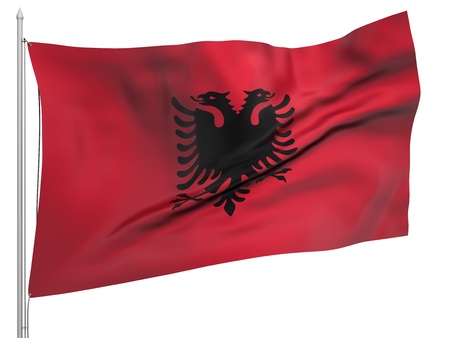 Flying Flag of Albaniaの写真素材
