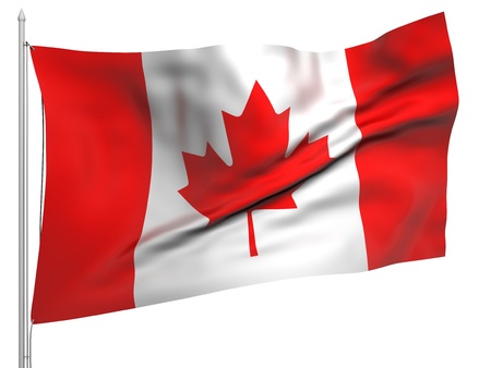 Flying Flag of Canada の写真素材