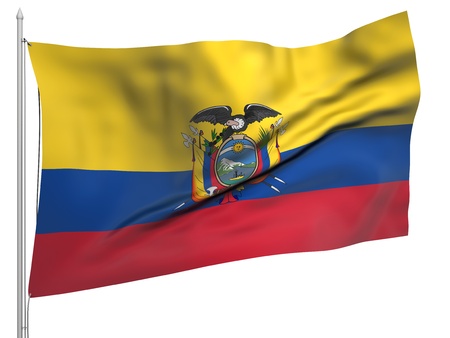 Flying Flag of Ecuador の写真素材