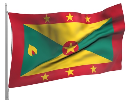 Flying Flag of Grenada の写真素材