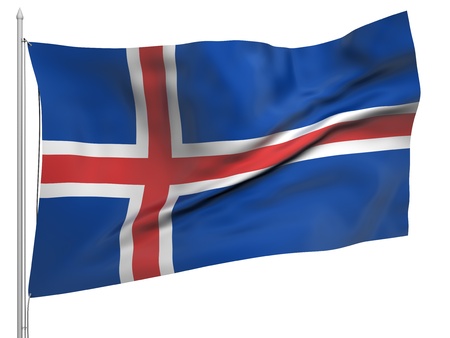 Flying Flag of Iceland の写真素材