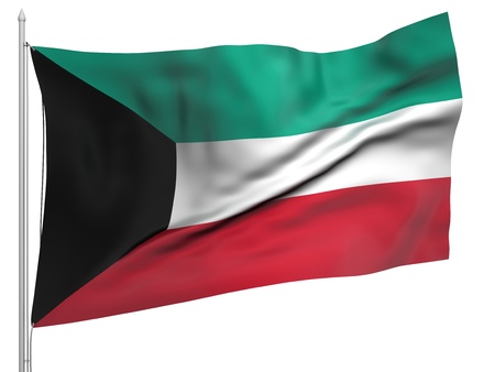 Flying Flag of Kuwait の写真素材