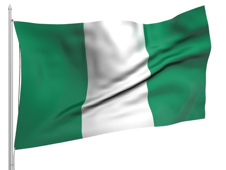 Flying Flag of Nigeria の写真素材