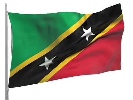 Flying Flag of Saint Kitts and Nevis の写真素材