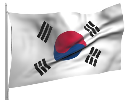 Flying Flag of South Korea - All Countries Collectionの写真素材