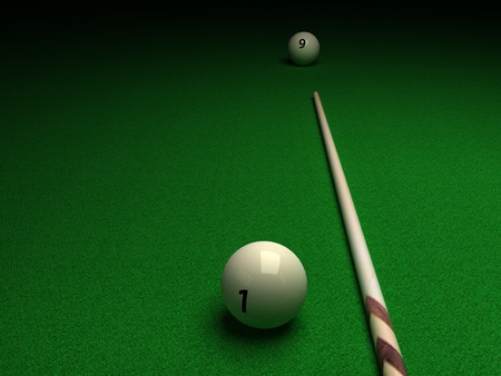Pool/Snooker Table, Ball and Cue - Billiard
