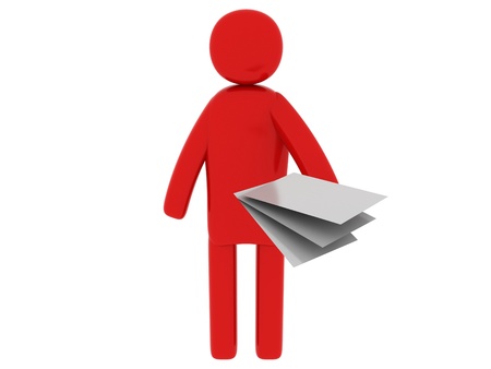 Red man with papers - Social Themesの写真素材