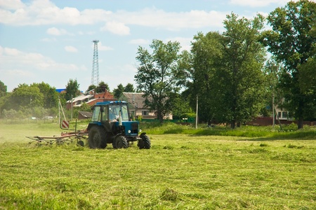 Tractor on the fieldの写真素材