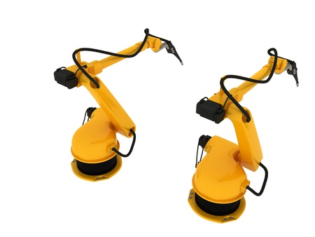 Industrial Robotic Arm Isolated On Whiteの写真素材