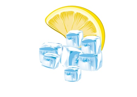Lemon and ice cubesのイラスト素材