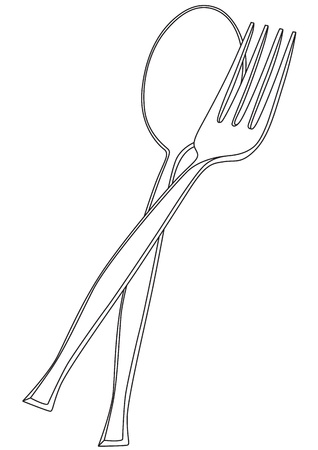 illustration of fork and spoonのイラスト素材