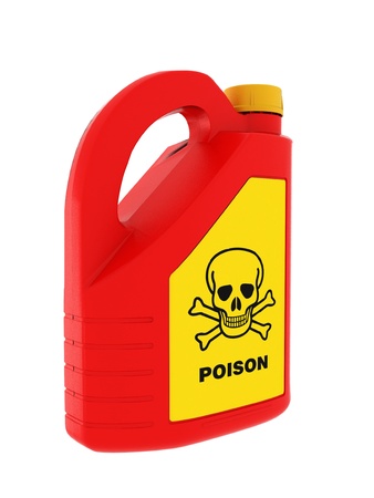 Jerrycan of poison on a white backgroundの写真素材