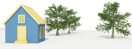 Small house with treesの写真素材