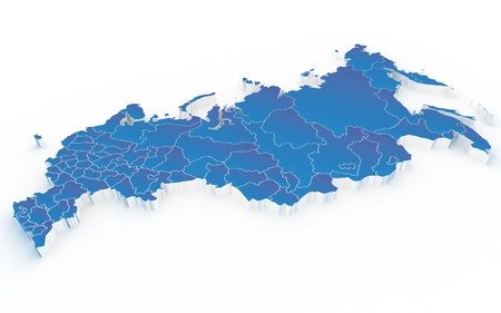 Map of Russia with regions isolated on whiteの写真素材