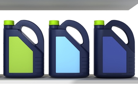 Jerrycans with car engine oil - isolatedの写真素材