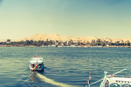 Waterscape at Nile near Luxor in Egyptの写真素材