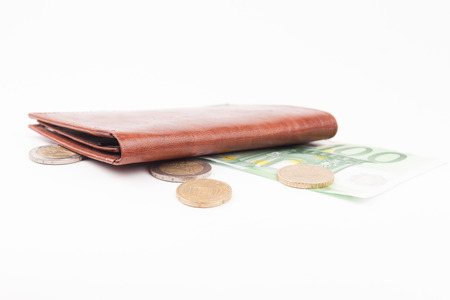 Brown wallet with EU money