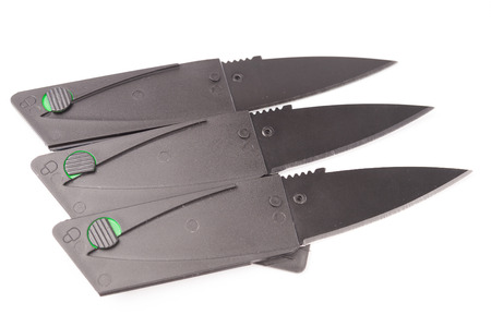 Folding knife isolated on white backgroundの写真素材