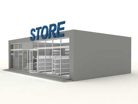 Illustration of empty store - 3d mini marketの写真素材