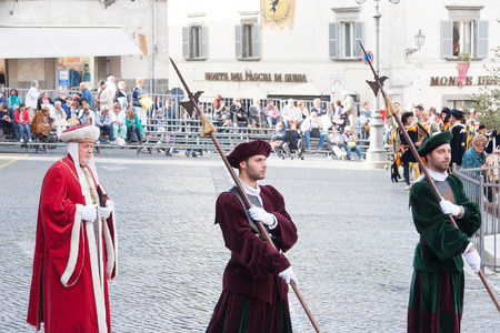 Acquapendente, ITALY - MAY 18 2014 - Festa dei Pugnaloni, Festival in the City Centerのeditorial素材