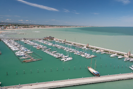 Yachts in Marina Bay in Rimini, Italyの写真素材