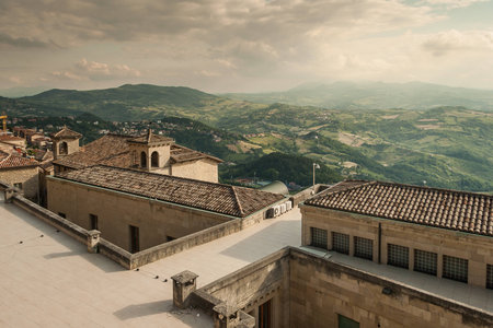 San-Marino Old Town Center Cityscape - Summerのeditorial素材