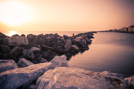 Mediterranean Sea Coast line near Pisa, Italyの写真素材