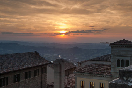 San-Marino Old Town Center Cityscape - Summerのeditorial素材