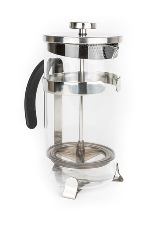 Stainless Steel French Press isolated on whiteの写真素材