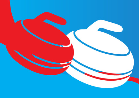 Curling stones on a blue background. the game of curling