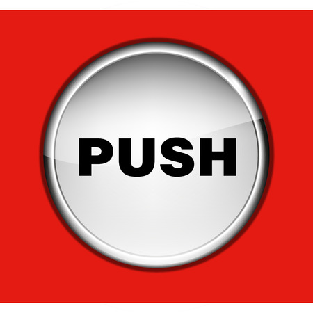 round button PUSH on the red backgroundのイラスト素材