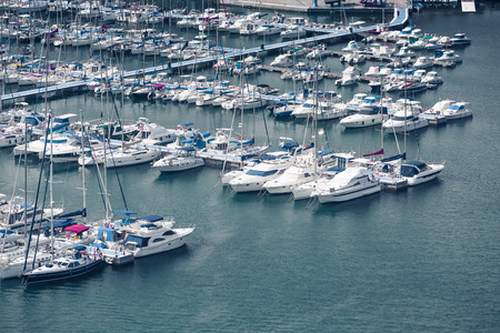 Alicante, Spain - SEPTEMBER 2015: Moored Yachts and boats in Alicante Marinaのeditorial素材