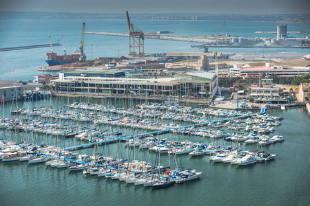 Alicante, Spain - SEPTEMBER 2015: Moored Yachts and boats in Alicante Marinaのeditorial素材