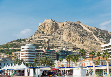Alicante, Spain - SEPTEMBER 2015: View to Santa Barbara Mountain Castleのeditorial素材