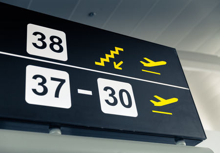 Modern Black Airport Pointers - Gate directionの写真素材