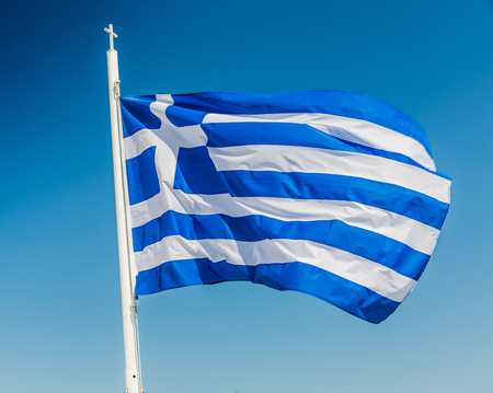 National flag of Greece on flagpole