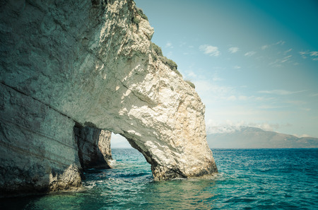 Blue caves in Zakynthos, Greeceの写真素材