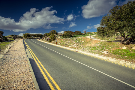 Asphalted road on the hillの写真素材