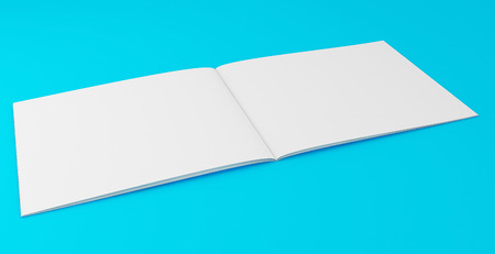 3D Illustration of Blank Brochure Template on color backgroundの写真素材