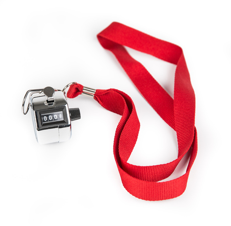 Metal Clicker Counter on red ribbon