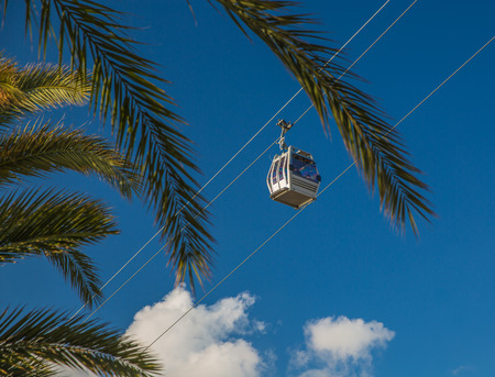 Suspension Cable Car in summerの写真素材