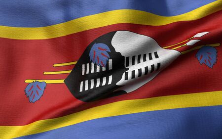 3D Illustration of Swaziland - Eswatini Flagの写真素材
