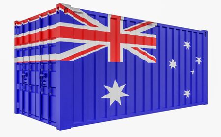 3D Illustration of Cargo Container with Australia Flag